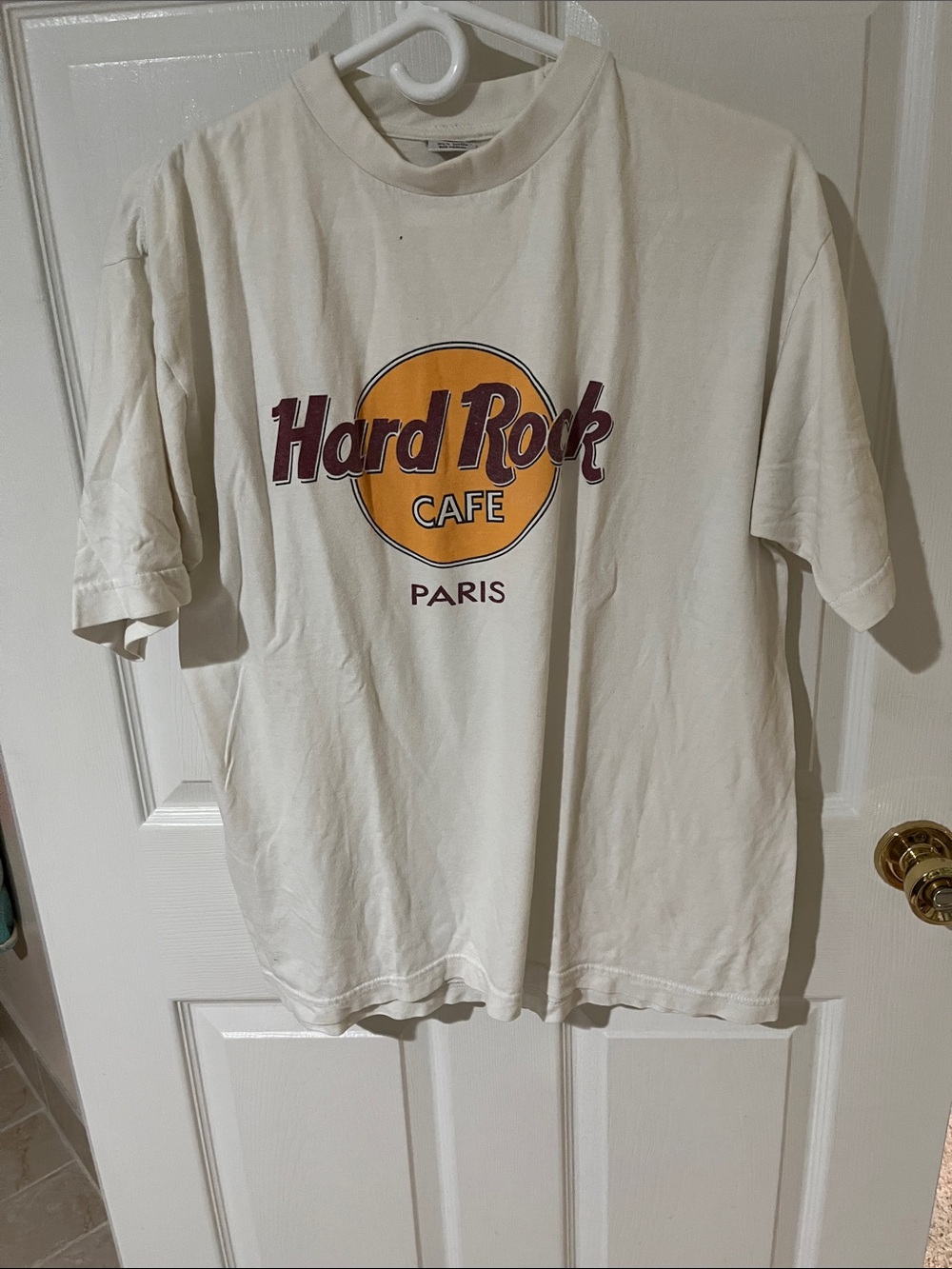 Hard Rock Cafe Paris Cream Tee with Yellow Logo